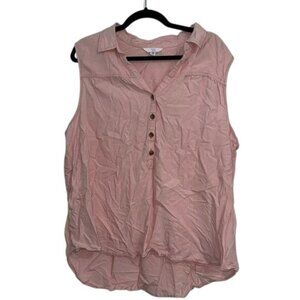 Time And Tru Pink Sleeveless Button-Front Top Womens Size XXXL